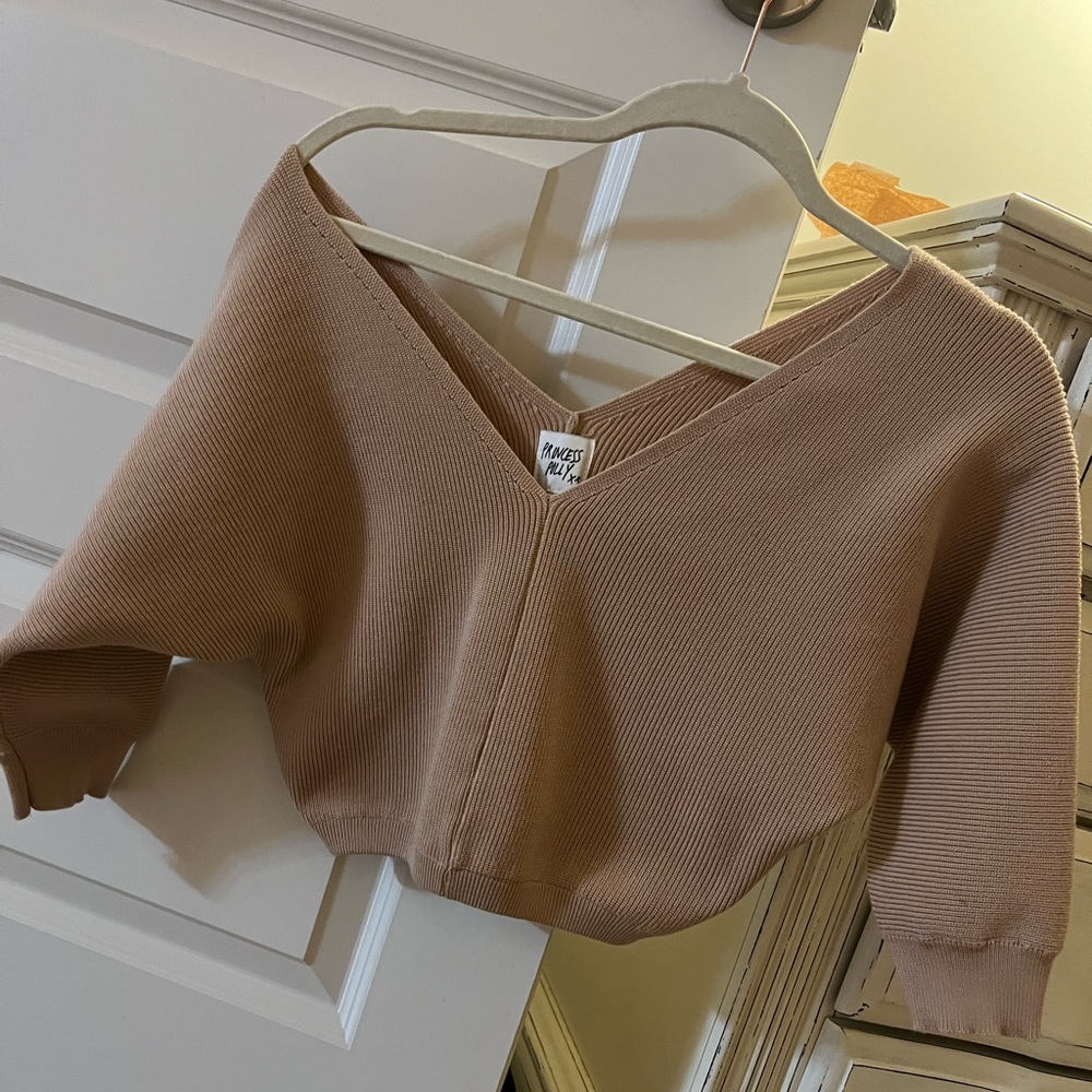 Princess Polly cropped tan sweater